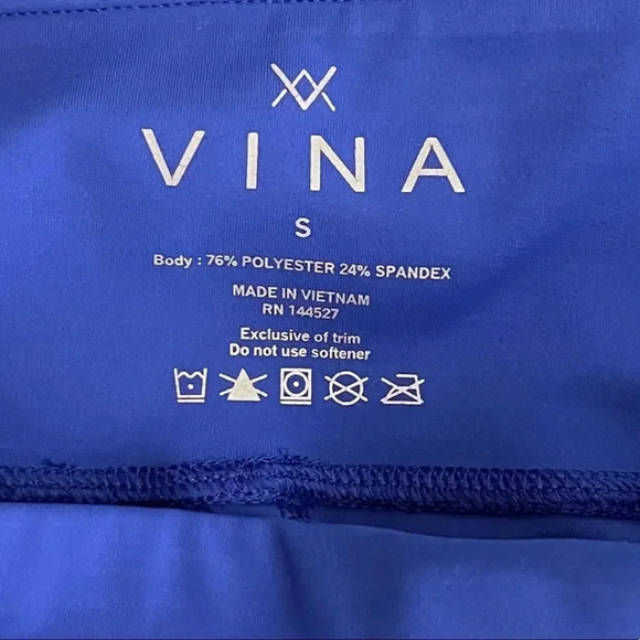 VINA | Lazer Cut Tights Leggings Media Pocket Cobalt Blue 27” Inseam Cobalt Blue - Picture 7 of 8